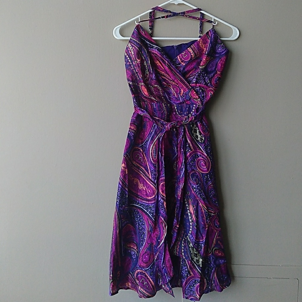 COPY - Purple silk dress with paisley print